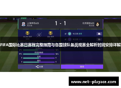 FIFA国际比赛日赛程完整指南与各国球队备战观赛全解析时间安排详解